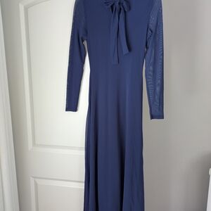 Elegant Navy Blue Long Sleeve Dress